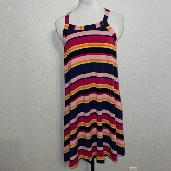 Agnes & Dora Keyhole Tunic Multi color Horizontal Stripe Large NWT - Picture 1 of 5